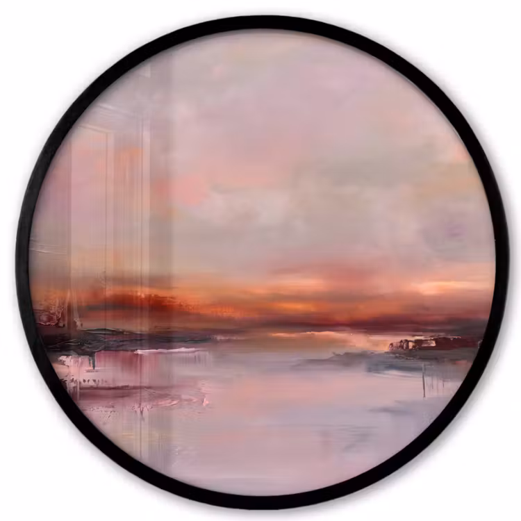 Landschap - Zonsondergang - Abstract - Modern - Roze Fotolijst rond zonder passe partout klein -3d