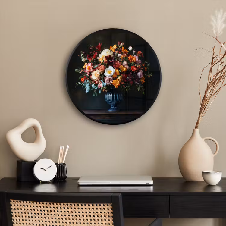 Groot - Bloemen - Vaas - Boeket Fotolijst rond zonder passe partout klein -sfeer1
