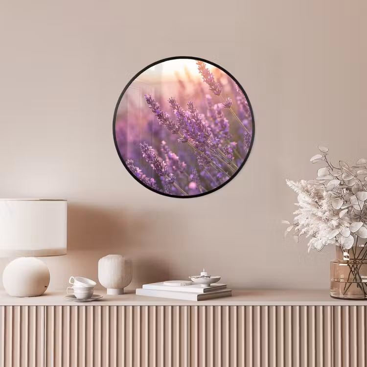 Lavendel - Paars - Zonlicht Fotolijst rond zonder passe partout klein -sfeer3