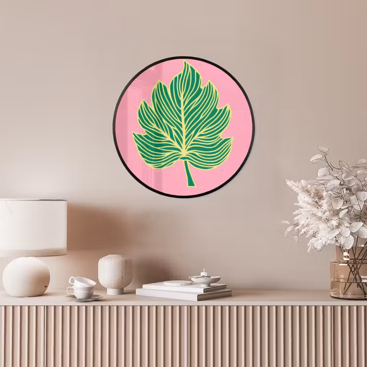Blad - Groen - Illustratie - Minimalistisch Fotolijst rond zonder passe partout klein -sfeer3