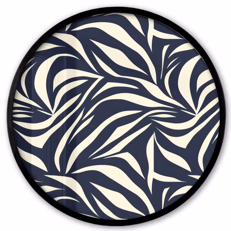 Bladvormen - Blauw - Patroon - Wit Fotolijst rond zonder passe partout klein 856 -3d