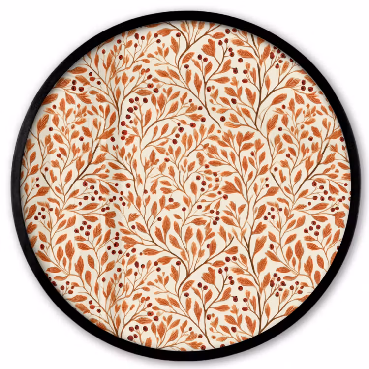Bladeren - Botanisch  - Terracotta Fotolijst rond zonder passe partout klein 856 -3d