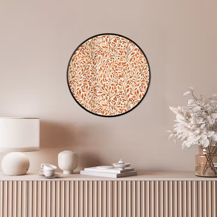 Bladeren - Botanisch  - Terracotta Fotolijst rond zonder passe partout klein 856 -sfeer3