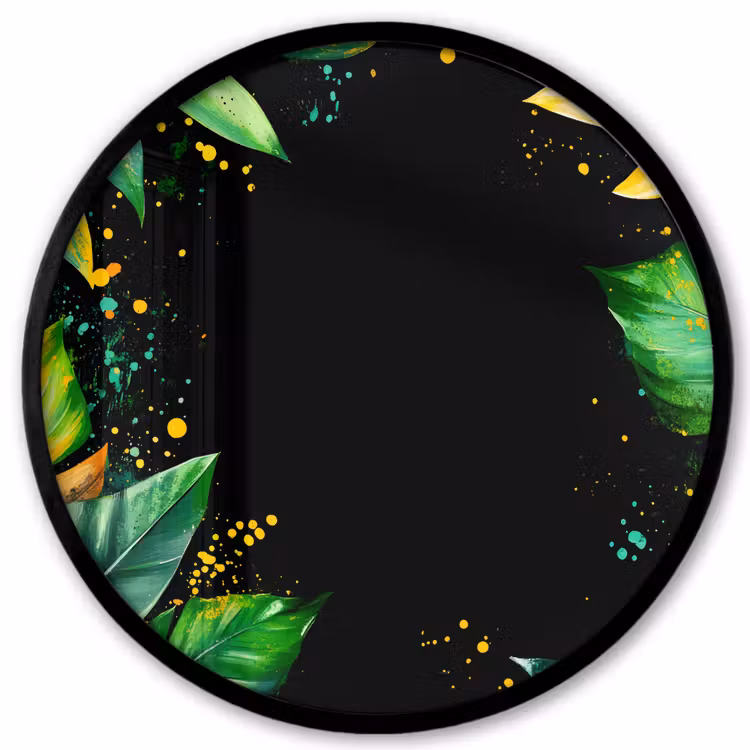 Bladeren - Groen - Geel - Verf - Jungle Fotolijst rond zonder passe partout klein -3d