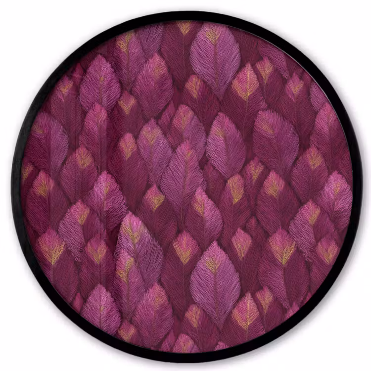 Bladeren - Patroon - Burgundy Fotolijst rond zonder passe partout klein 856 -3d