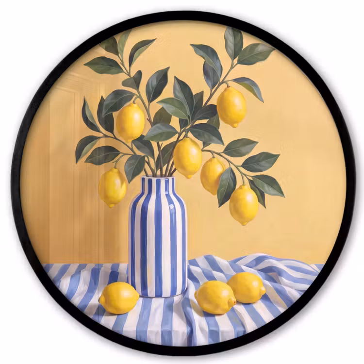 Photo Frame Round - Lemon - Still Life - Modern - Citroen - Stilleven - Modern Fotolijst rond zonder passe partout klein