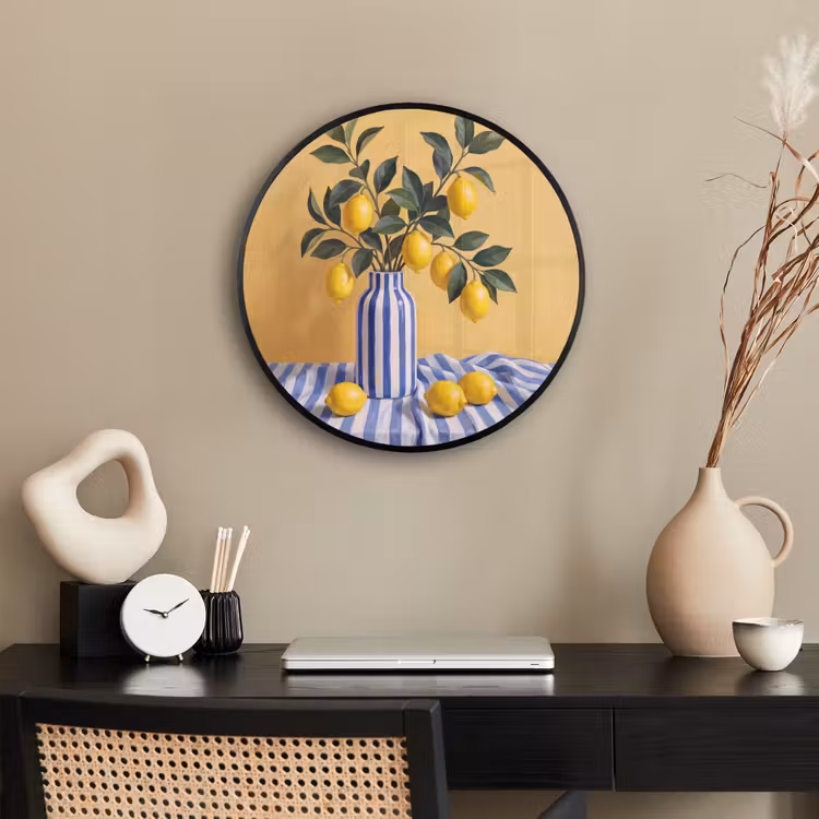 Photo Frame Round - Lemon - Still Life - Modern - Citroen - Stilleven - Modern Fotolijst rond zonder passe partout klein