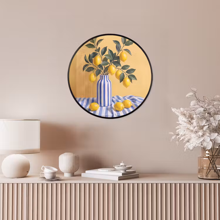 Photo Frame Round - Lemon - Still Life - Modern - Citroen - Stilleven - Modern Fotolijst rond zonder passe partout klein