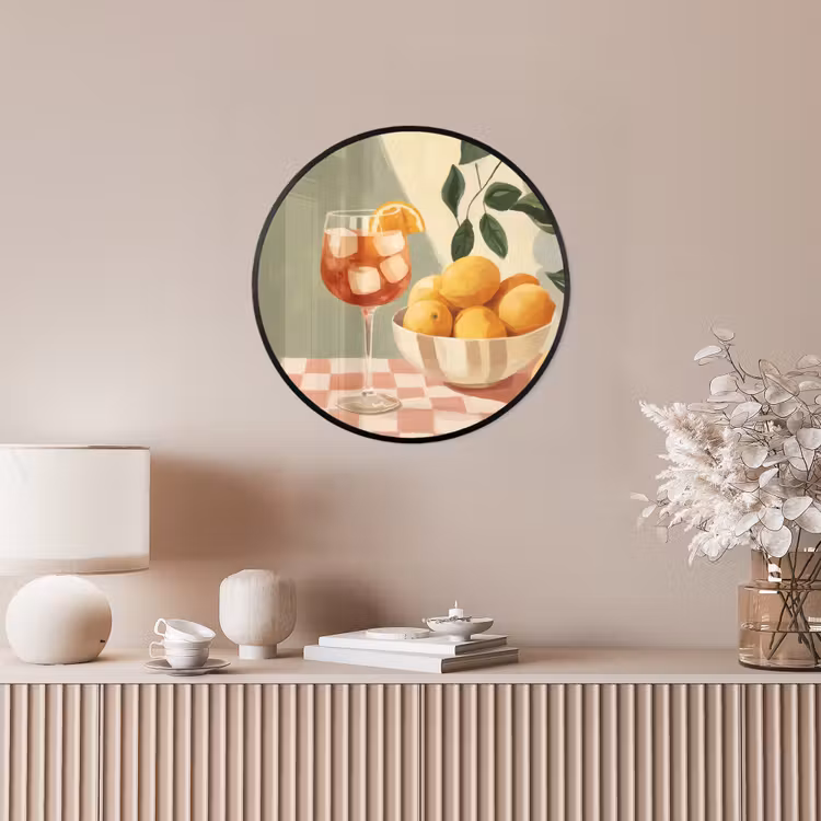 Citroenen - Glas - Tafelkleed - Geblokt Fotolijst rond zonder passe partout klein -sfeer3