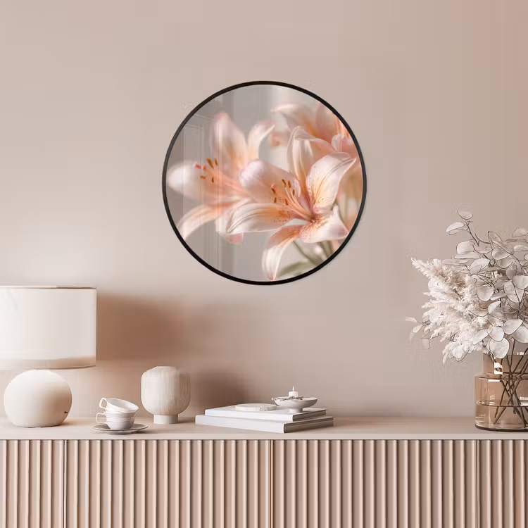 Lelies - Meeldraden - Roze - Wazig Fotolijst rond zonder passe partout klein -sfeer3