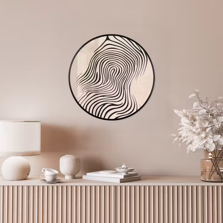 Lijnen - Abstract - Golvend - Zwart Fotolijst rond zonder passe partout klein -sfeer3