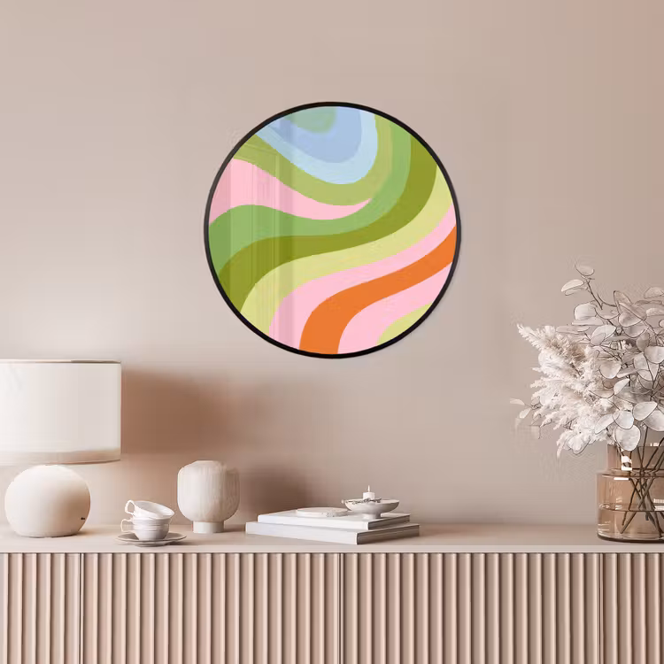 Lijnen - Pasteltinten - Golvend Fotolijst rond zonder passe partout klein -sfeer3