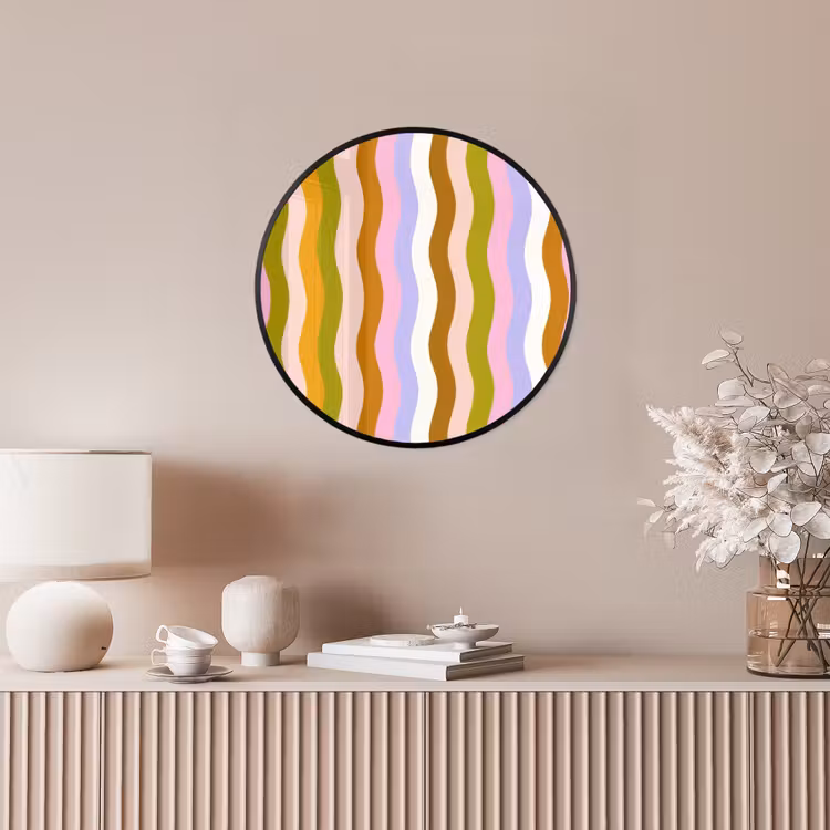 lijnen - Golven - Pastelkleuren - Patroon Fotolijst rond zonder passe partout klein -sfeer3
