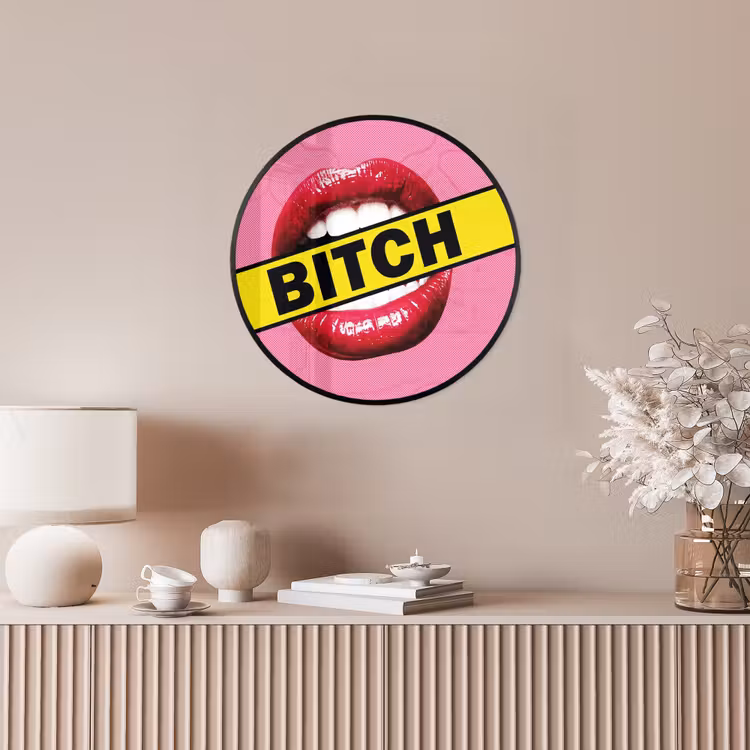Lippen - Tekst - Kleurrijk Fotolijst rond zonder passe partout klein -sfeer3