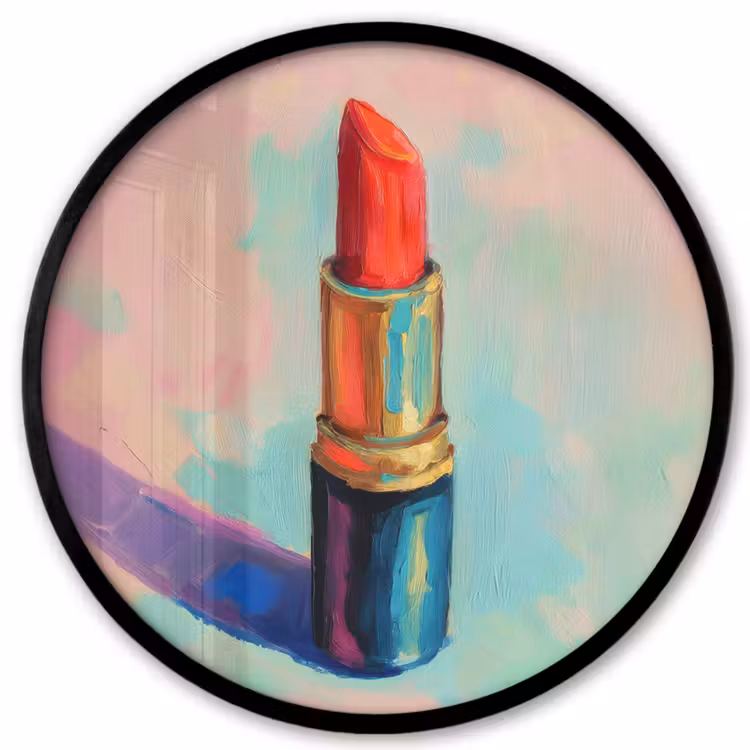 Lippenstift - Rood - Penseelstreken Fotolijst rond zonder passe partout klein -3d
