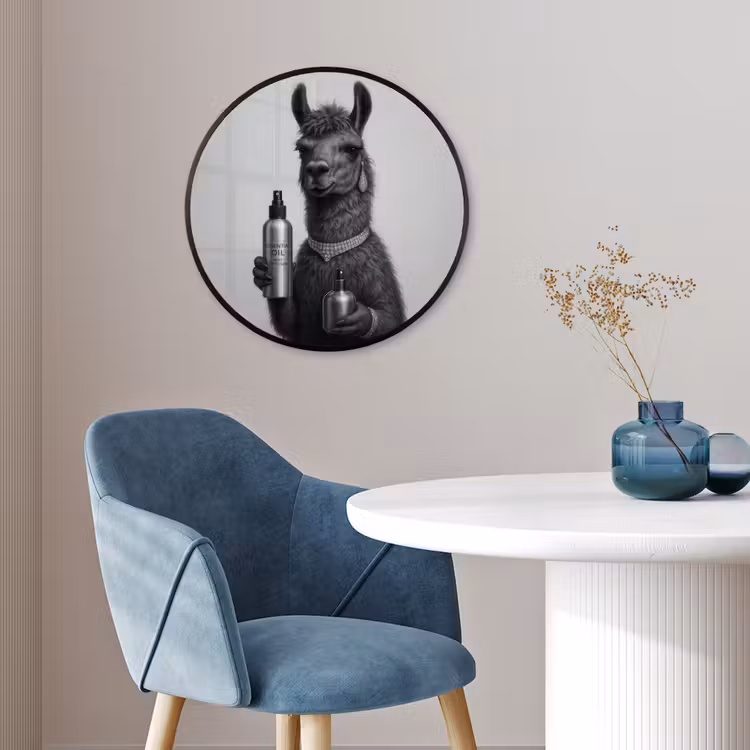Lama - Flessen - Zwart - Wit Fotolijst rond zonder passe partout klein -sfeer2