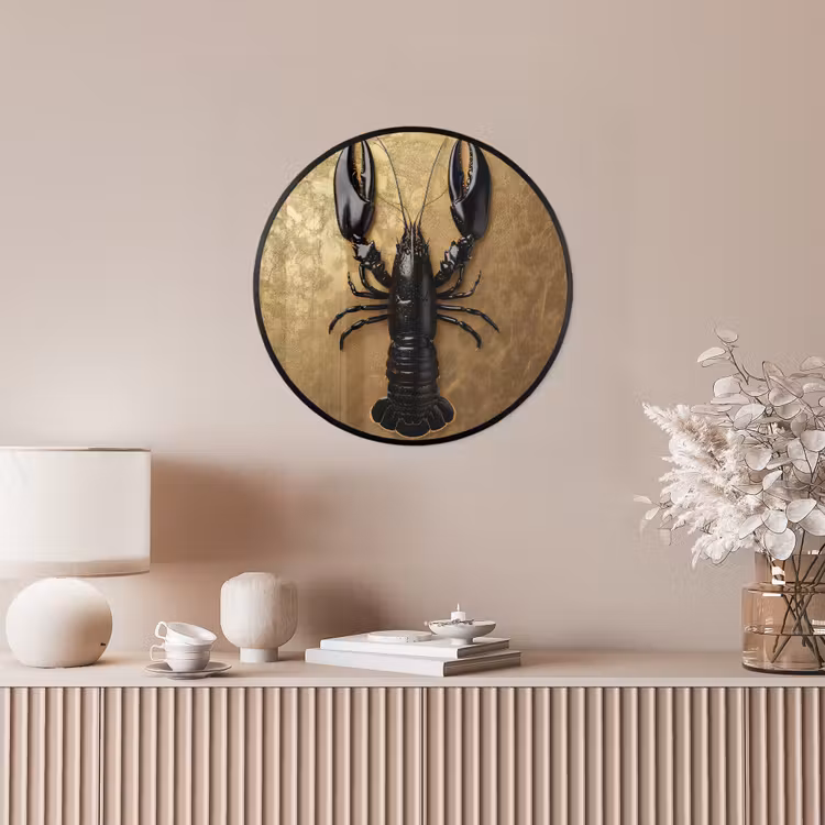 Kreeft - Zwart - Goud - Luxe Fotolijst rond zonder passe partout klein -sfeer3