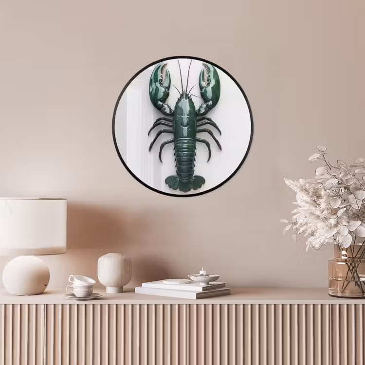 Kreeft - Glossier - Groen - Wit Fotolijst rond zonder passe partout klein -sfeer3