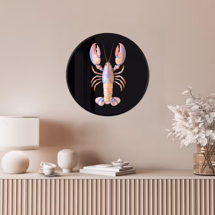 Kreeft - Roze - Zacht - Zwart Fotolijst rond zonder passe partout klein -sfeer3