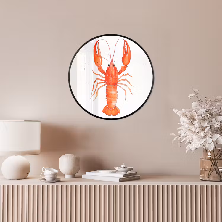 Kreeft - Waterverf - Aquarel - Oranje Fotolijst rond zonder passe partout klein -sfeer3