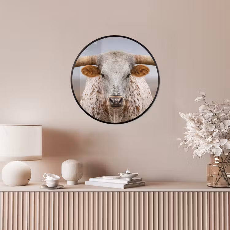 Longhorn - Grasveld - Dier Fotolijst rond zonder passe partout klein -sfeer3