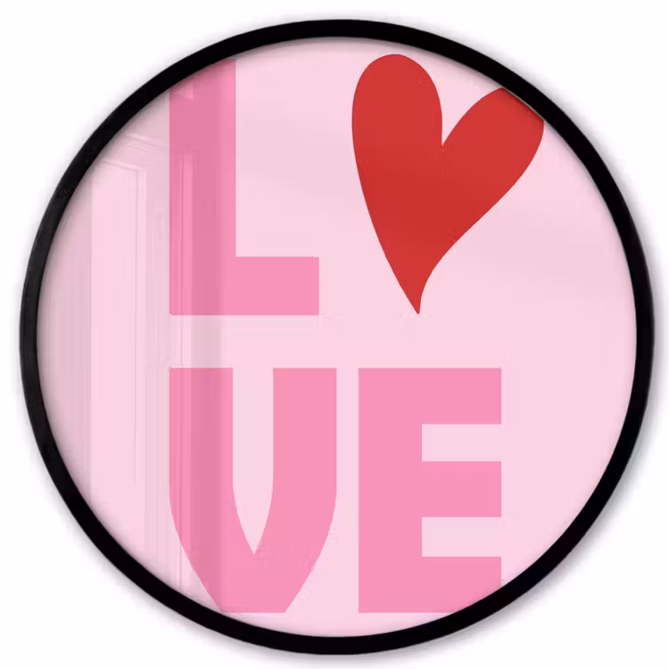 Love - Roze - Hart - Valentijn Fotolijst rond zonder passe partout klein -3d