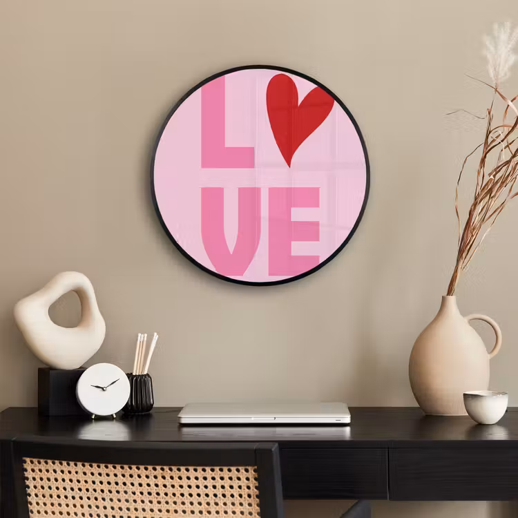 Love - Roze - Hart - Valentijn Fotolijst rond zonder passe partout klein -sfeer1