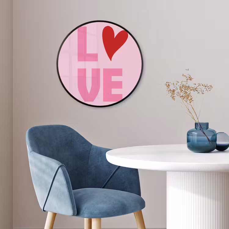 Love - Roze - Hart - Valentijn Fotolijst rond zonder passe partout klein -sfeer2