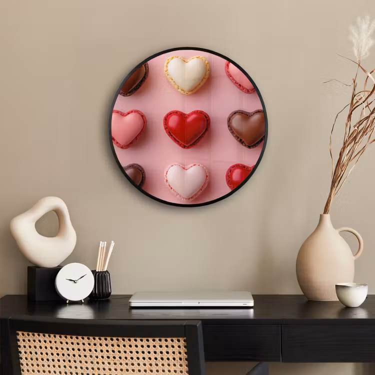 Macarons - Hartjes - Kleurrijk - Roze Fotolijst rond zonder passe partout klein -sfeer1