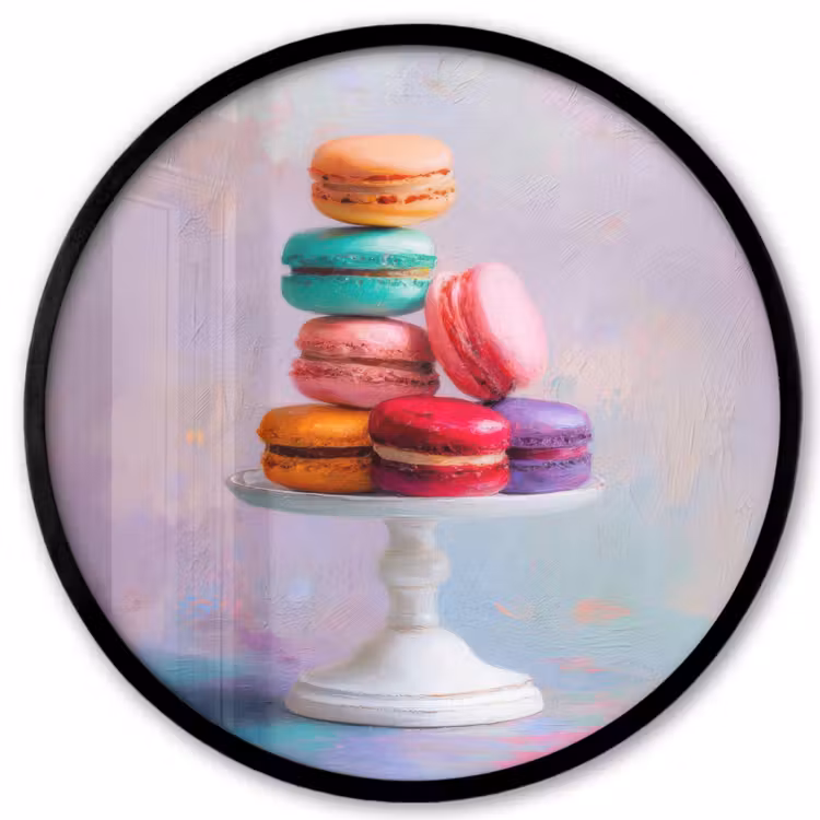 Macarons - Schaal - Pastel - Kleurrijk Fotolijst rond zonder passe partout klein -3d