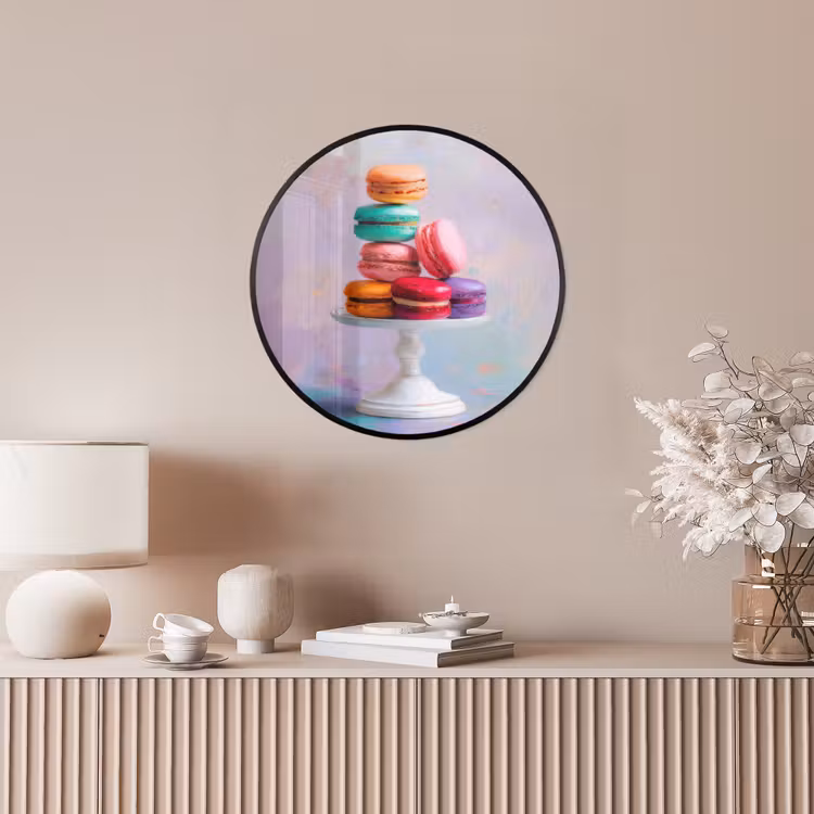 Macarons - Schaal - Pastel - Kleurrijk Fotolijst rond zonder passe partout klein -sfeer3