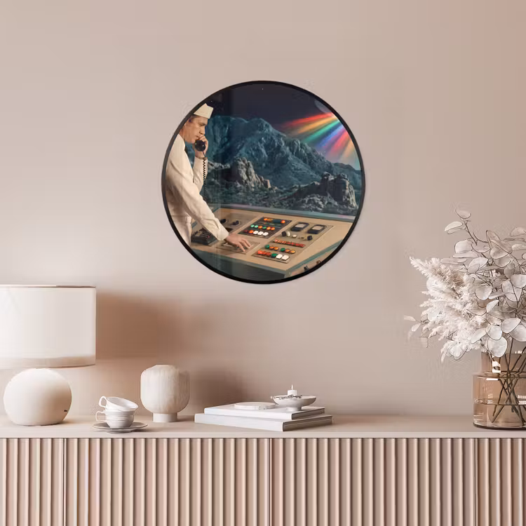 Photo Frame Round - Man - Control Room - Beach - Man - Controlekamer - Strand Fotolijst rond zonder passe partout klein