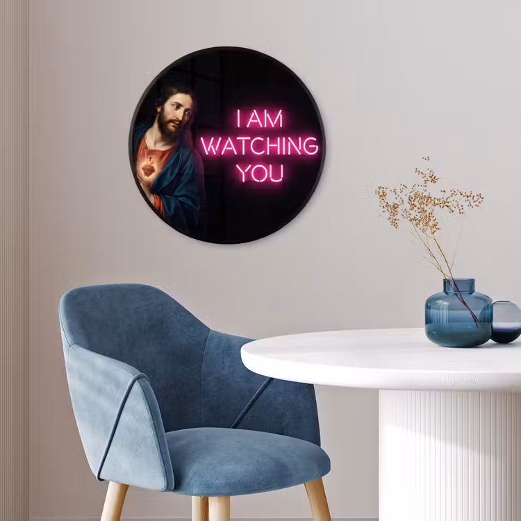 Man - Tekst - Neon Fotolijst rond zonder passe partout klein -sfeer2