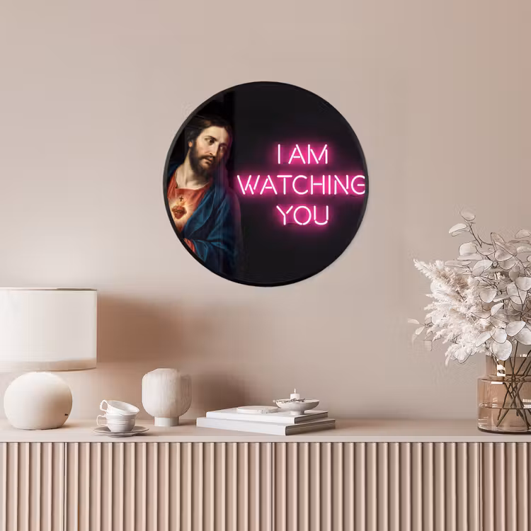 Man - Tekst - Neon Fotolijst rond zonder passe partout klein -sfeer3