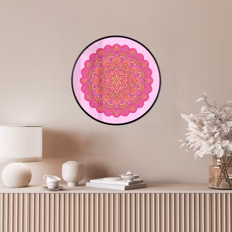 Mandala - Cirkel - Spiritueel - Oosters - Roze Fotolijst rond zonder passe partout klein -sfeer3