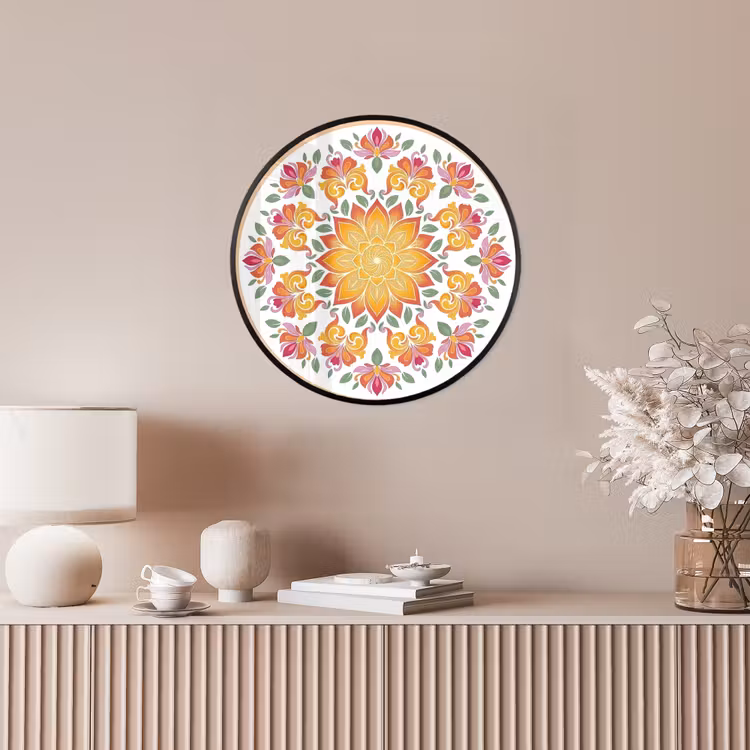 Mandala - Bloemen - Decoratie - Kleurrijk - Abstract Fotolijst rond zonder passe partout klein -sfeer3