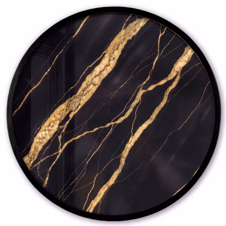 Marmer - Goud - Textuur - Abstract - Zwart Fotolijst rond zonder passe partout klein -3d