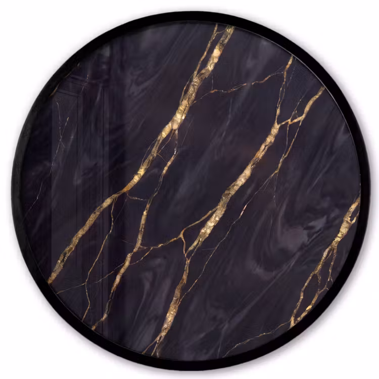 Marmer - Gouden aders - Abstract - Zwart Fotolijst rond zonder passe partout klein -3d