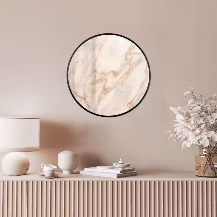 Marmer - Ader - Abstract - Wit - Goud Fotolijst rond zonder passe partout klein -sfeer3