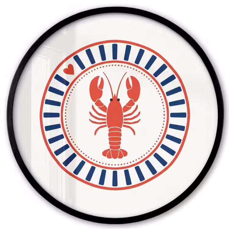 Zeeleven - Kreeft - Embleem - Grafisch - Rood Fotolijst rond zonder passe partout klein -3d