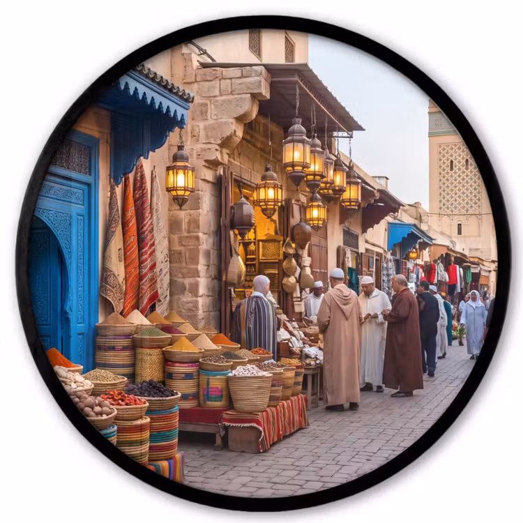Photo Frame Round - Market - Oriental - Colorful - Markt - Oosters - Kleurrijk Fotolijst rond zonder passe partout klein