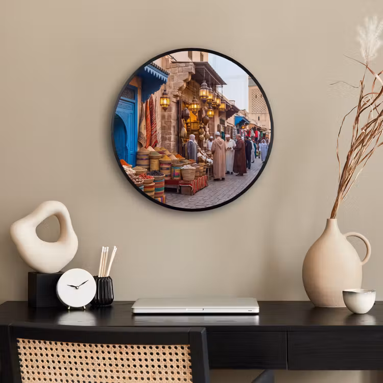 Photo Frame Round - Market - Oriental - Colorful - Markt - Oosters - Kleurrijk Fotolijst rond zonder passe partout klein