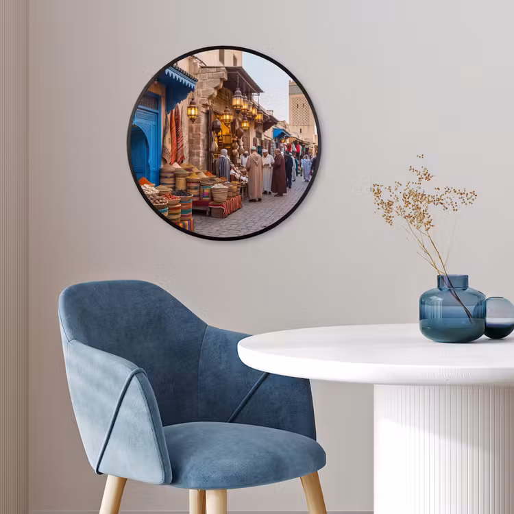 Photo Frame Round - Market - Oriental - Colorful - Markt - Oosters - Kleurrijk Fotolijst rond zonder passe partout klein