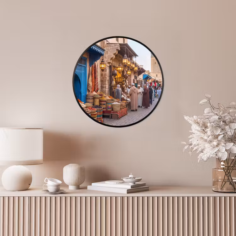 Photo Frame Round - Market - Oriental - Colorful - Markt - Oosters - Kleurrijk Fotolijst rond zonder passe partout klein