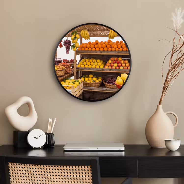 Photo Frame Round - Market Stall - Fruit - Fresh - Marktkraam - Fruit - Vers Fotolijst rond zonder passe partout klein