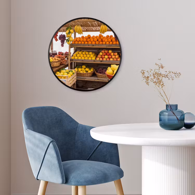 Photo Frame Round - Market Stall - Fruit - Fresh - Marktkraam - Fruit - Vers Fotolijst rond zonder passe partout klein