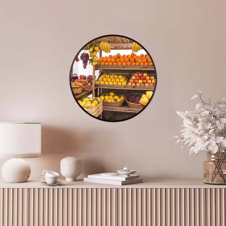 Photo Frame Round - Market Stall - Fruit - Fresh - Marktkraam - Fruit - Vers Fotolijst rond zonder passe partout klein