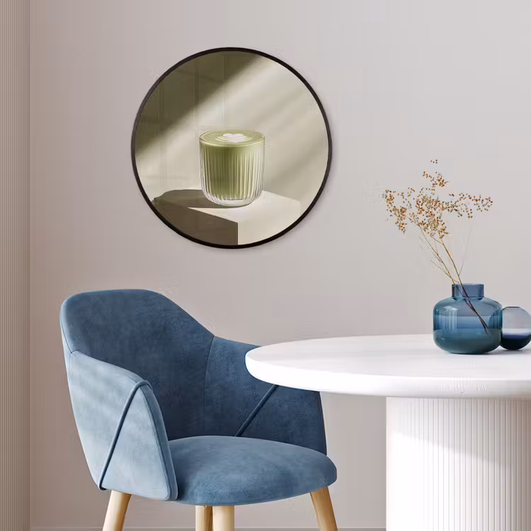 Matcha - Glas - Groen - Minimalistisch Fotolijst rond zonder passe partout klein -sfeer2