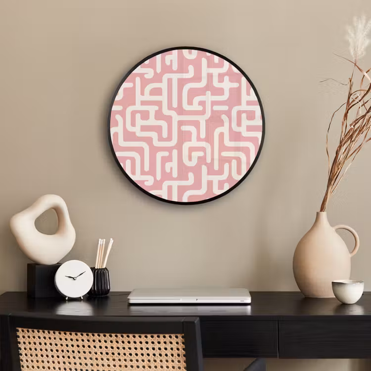 Doolhofpatroon - Roze - Wit - Abstract Fotolijst rond zonder passe partout klein 856 -sfeer1