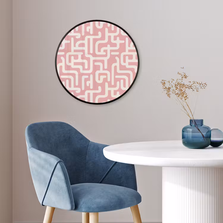 Doolhofpatroon - Roze - Wit - Abstract Fotolijst rond zonder passe partout klein 856 -sfeer2